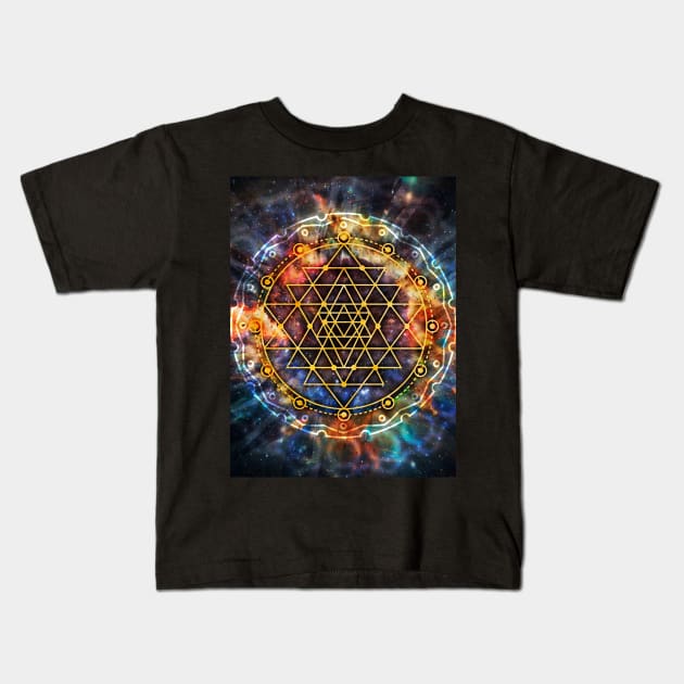 Colorful Sri yantra Mandala Kids T-Shirt by MCAshe spiritual art 